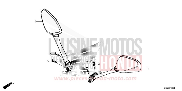 MIRROR for CBR500R ABS ROSS WHITE (NH196) from 2014